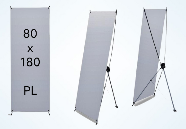 1.1 Tripie publicidad lona porta X banner araña 80x180cm Plastico + acero