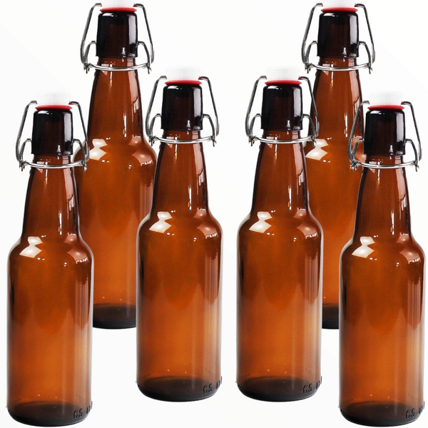 1 Botella De Vidrio Ambar +  Tapón Mecánico 330ml