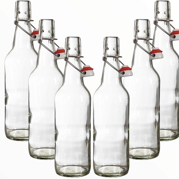 6 Botellas De Vidrio + Tapón Mecánico 500ml