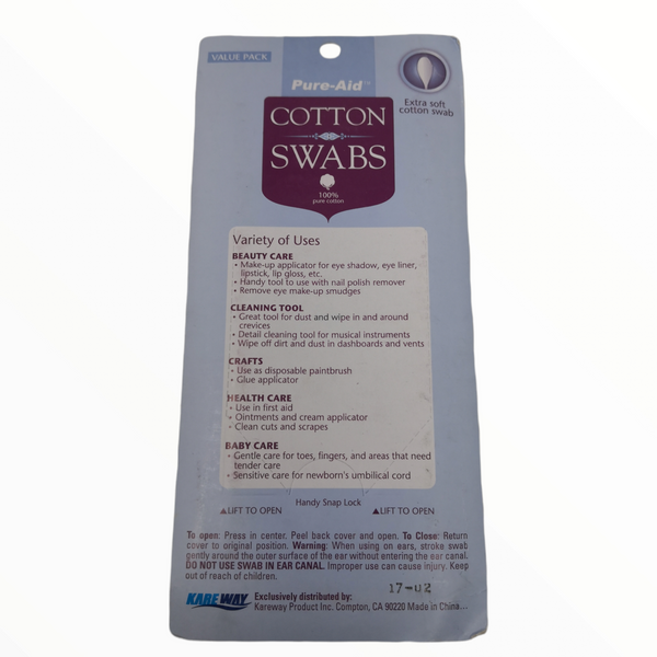 Cotonetes de Algodón Pure-Aid Extra suave kareway 300pz