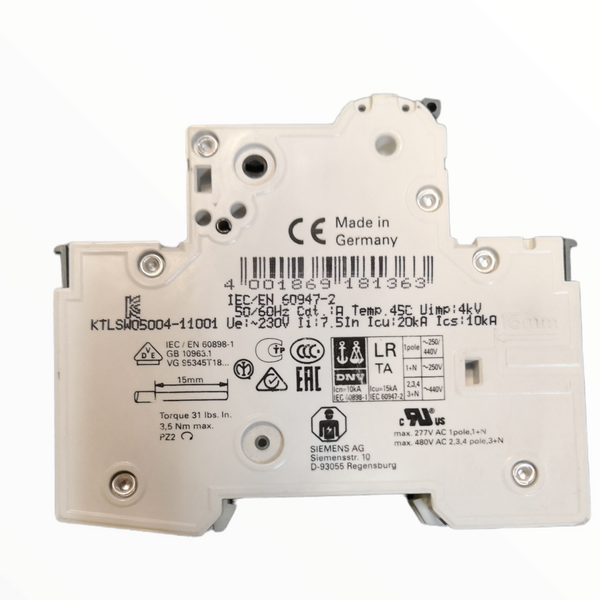 Interruptor termomagnetico SIEMENS 5SY4125-7 1P 25A 400V/230V