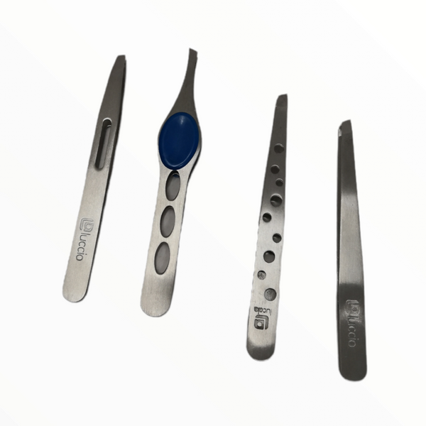 Pinzas saca cejas luccio metálicas Pack 2pzas