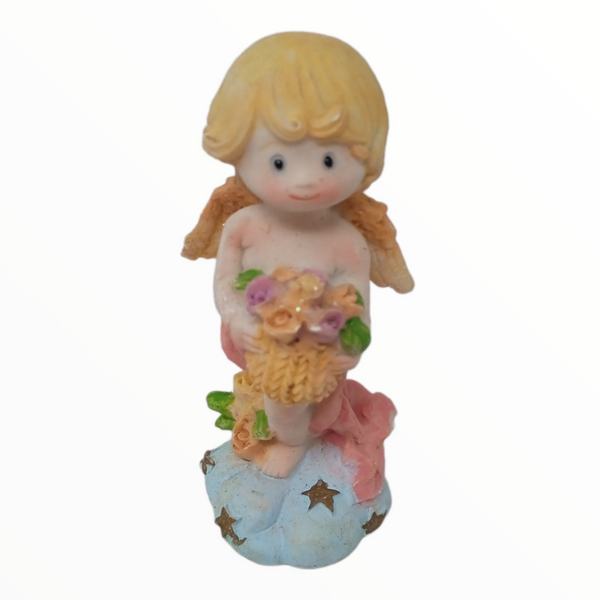 Colección Adorno de Resina Angelitos con Rosas 8cm Pack 12pz