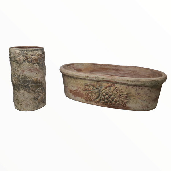 Juego Macetas Artesanales de Barro Decoración pack 2 pz