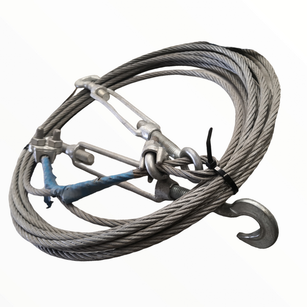 Bobina rollo cable de acero 5/16"x 8.5 m con tensores