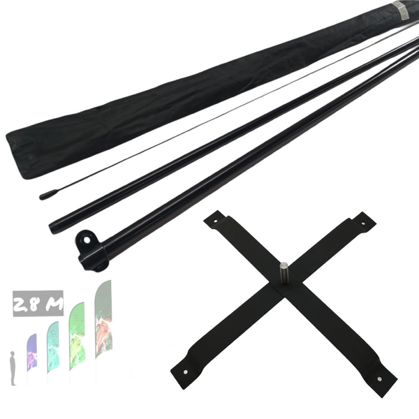 Asta de bandera 2.8m+ Base estructura cruceta+ pivote