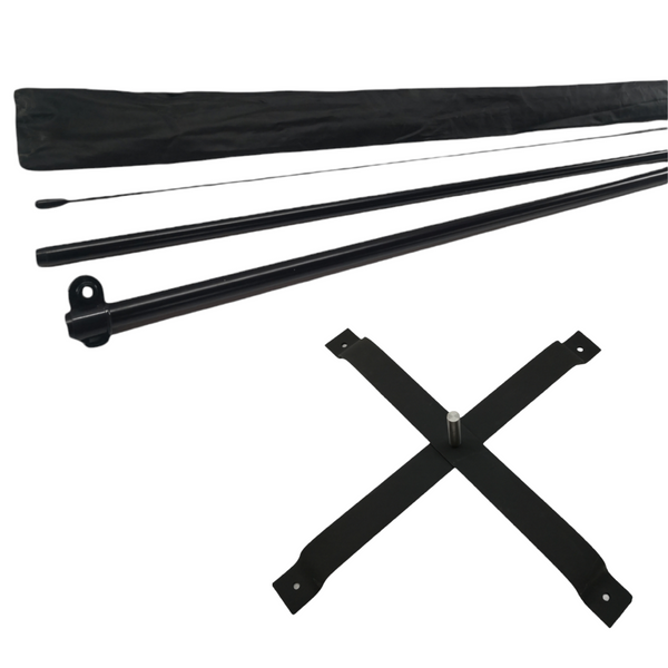 Asta de bandera 3.5m + base cruceta + pivote giratorio premium