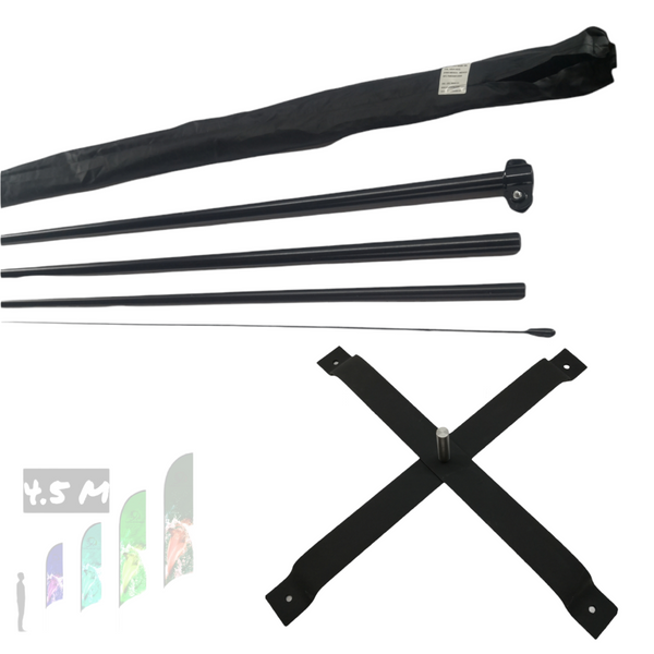 Asta de bandera 4.5m+ base cruceta+ pivote giratorio premium