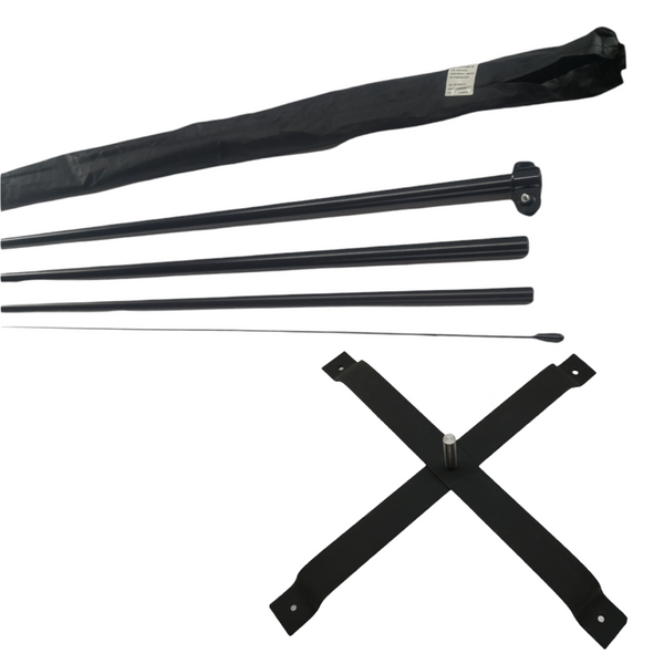 Asta de bandera 4.5m+ base cruceta+ pivote giratorio premium