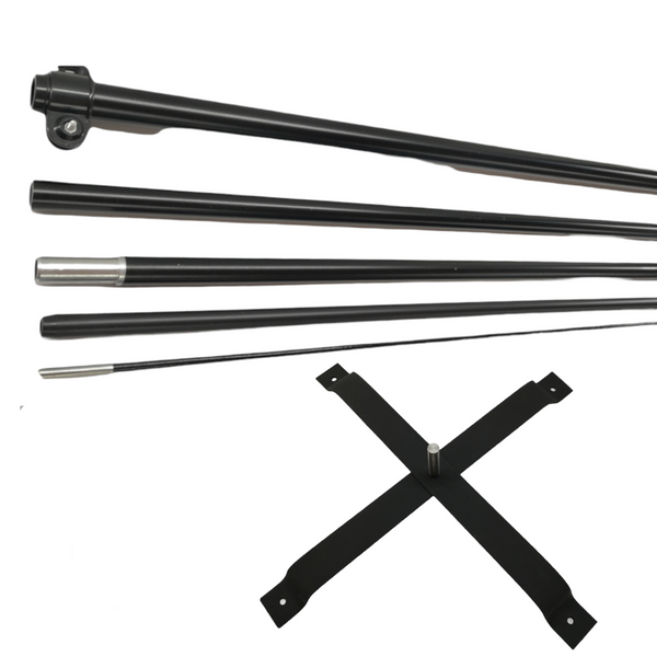 Asta de bandera 5.5m + base estructura cruceta + pivote