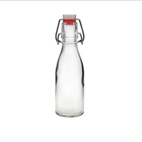 6 Botellas De Vidrio + Tapón Mecanico 250ml