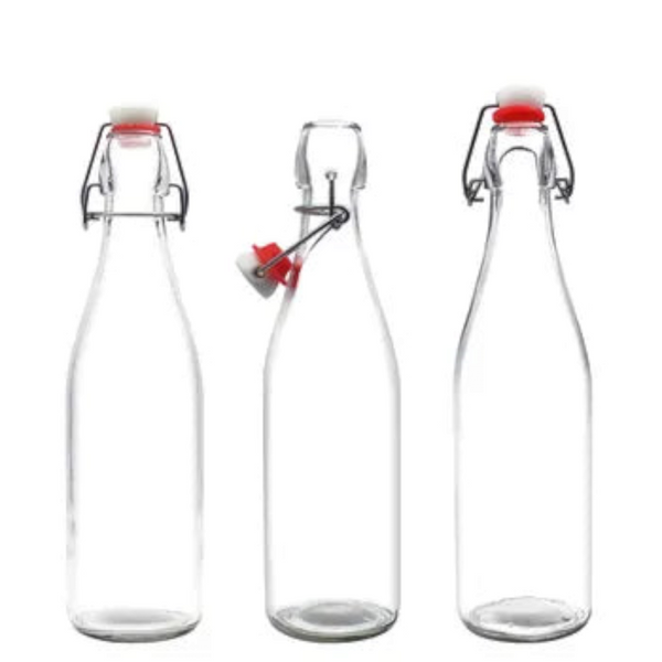 6 Botellas De Vidrio + Tapón Mecanico 250ml