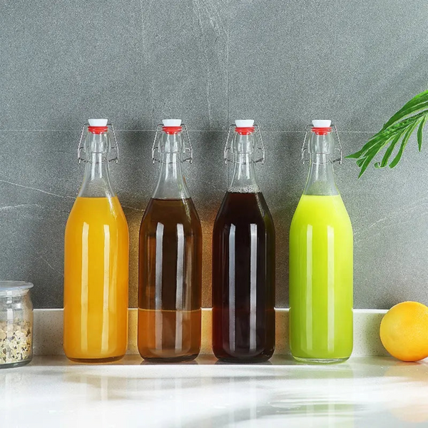 6 Botellas De Vidrio + Tapón Mecanico 250ml