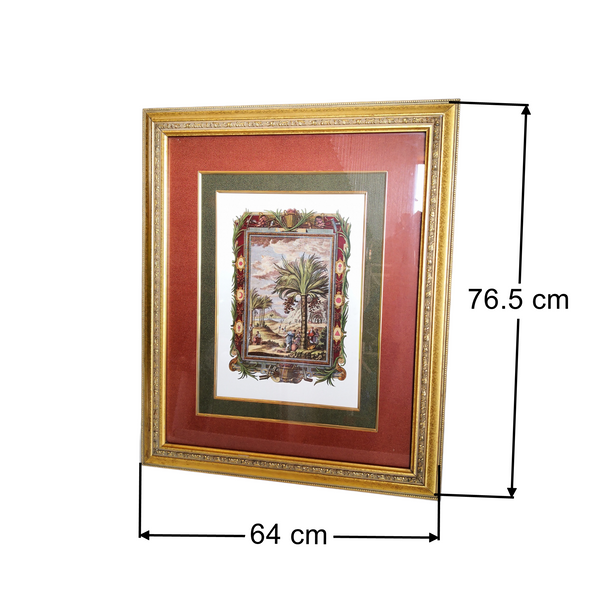 Cuadro Litografia Paisaje Toscana Palmera Marco Madera Con Vidrio