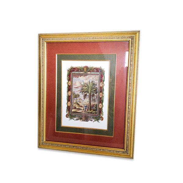 Cuadro Litografia Paisaje Toscana Palmera Marco Madera Con Vidrio