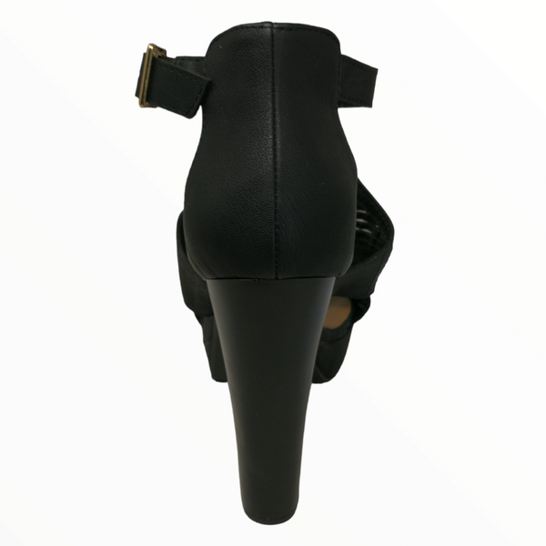 Zapatos tacones de salón punta de almendra cafés