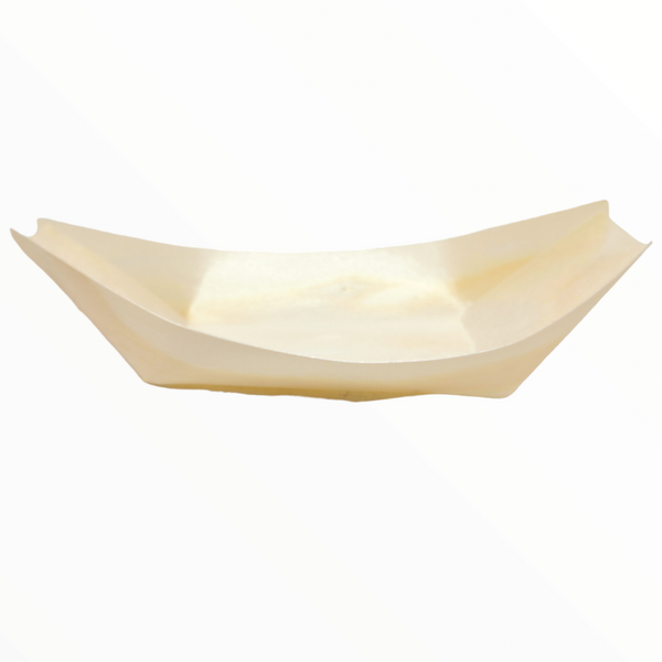 Barquillas Recipiente Hojuela de Pino 14x8x2cm pack 100pz