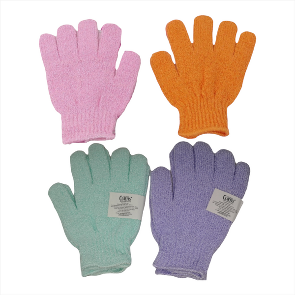 Par De Guantes Exfoliantes Para Bañar Marca Curtis Colores