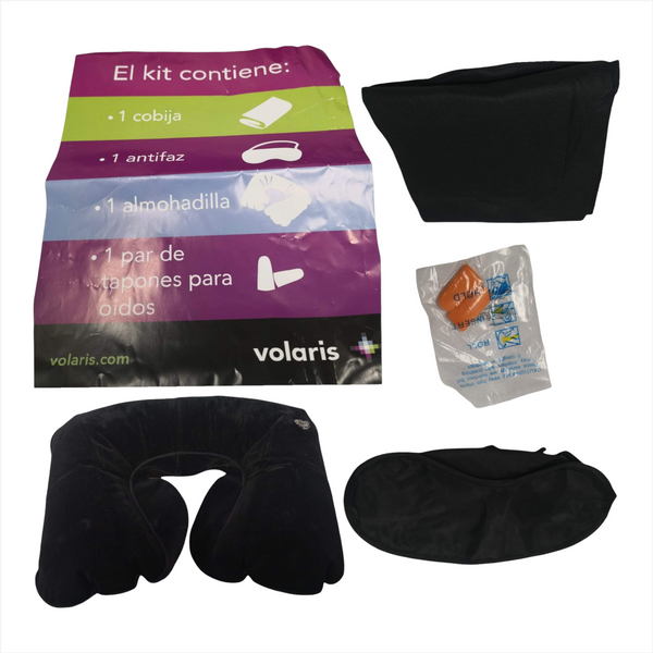 Kit De Viaje Antifaz Cubreojos Almohadilla Cobija Promocion