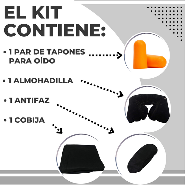 Kit De Viaje Antifaz Cubreojos Almohadilla Cobija Promocion