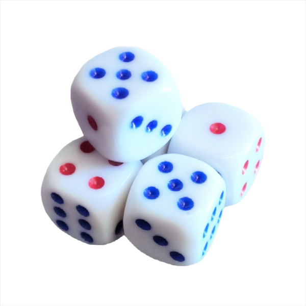 Juego De Dados Paquete 5 Dados Blancos Plastico