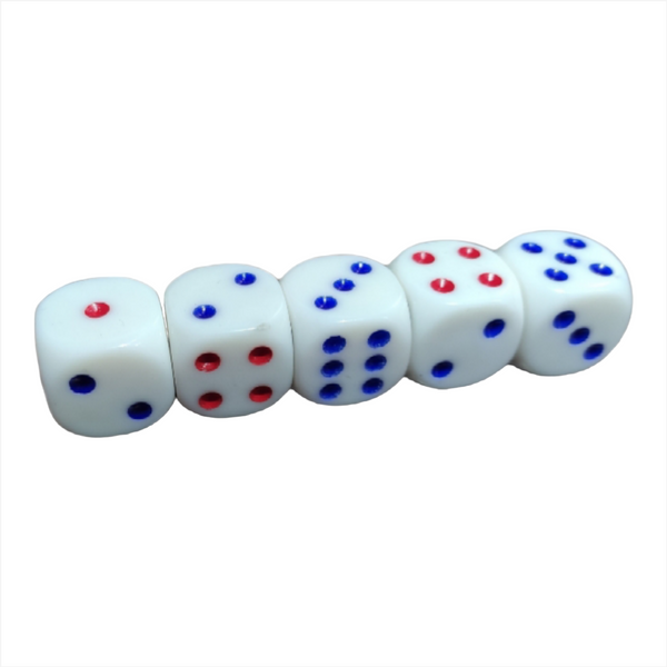 Juego De Dados Paquete 5 Dados Blancos Plastico