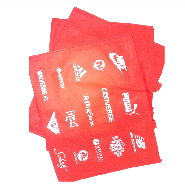 BOLSA GRANDE ZAPATERA ROJA RECICLABLE TIENDA CALZADO PAQ 10 PIEZAS