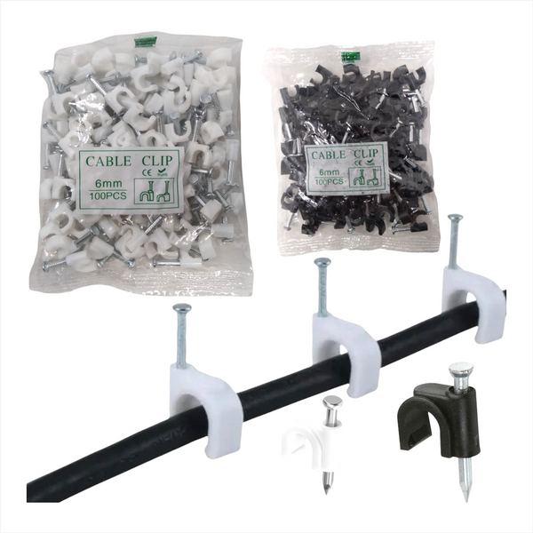 Grapas Plastico Curva Para Cable 6mm Bolsas 100 pzs