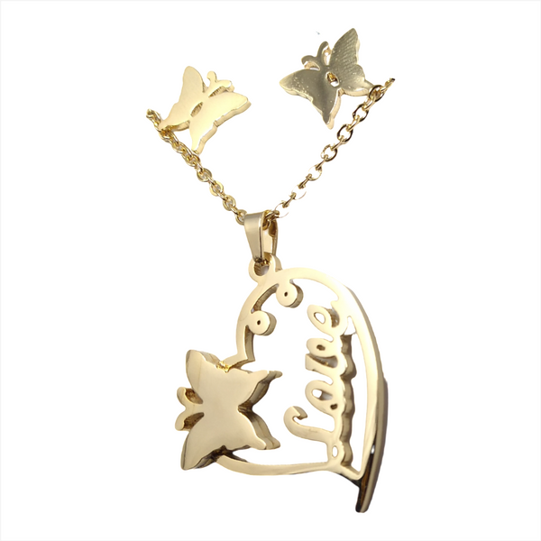 Bisuteria Kit Cadena Dije Aretes Figuras Animales