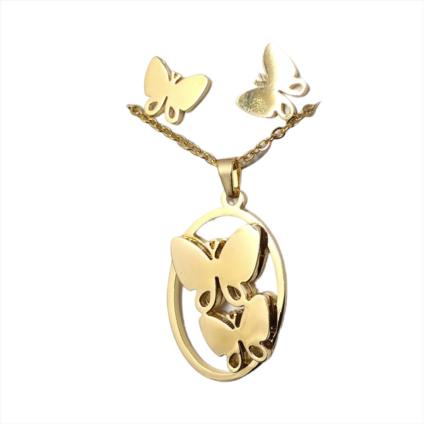 Bisuteria Kit Cadena Dije Aretes Figuras Animales