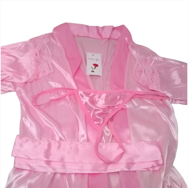Lenceria Babydoll Mujer Juego De Bata Cinturon Y Tanga Ropa