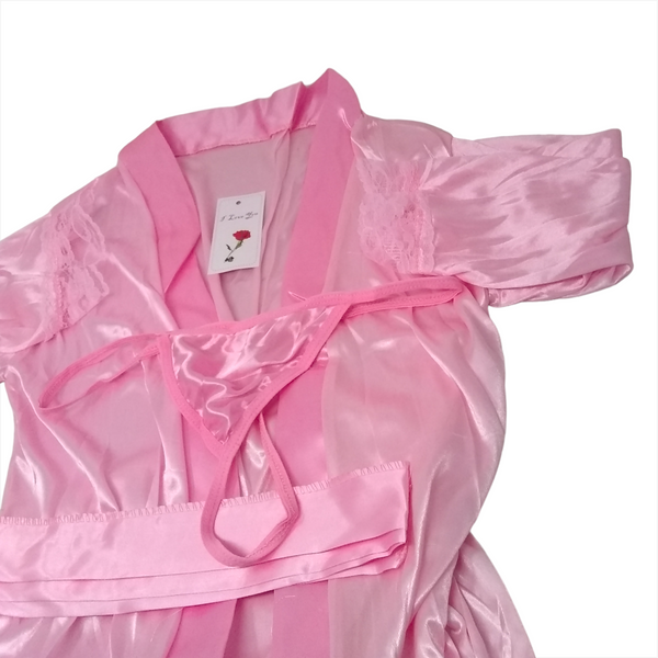 Lenceria Babydoll Mujer Juego De Bata Cinturon Y Tanga Ropa