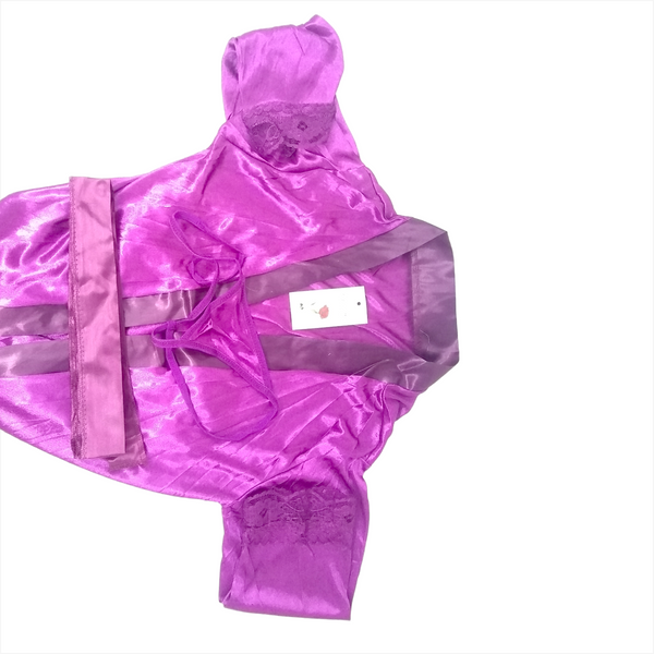 Lenceria Babydoll Mujer Juego De Bata Cinturon Y Tanga Ropa