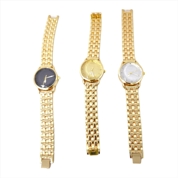 Reloj metálico lujo dorado de pulso dama