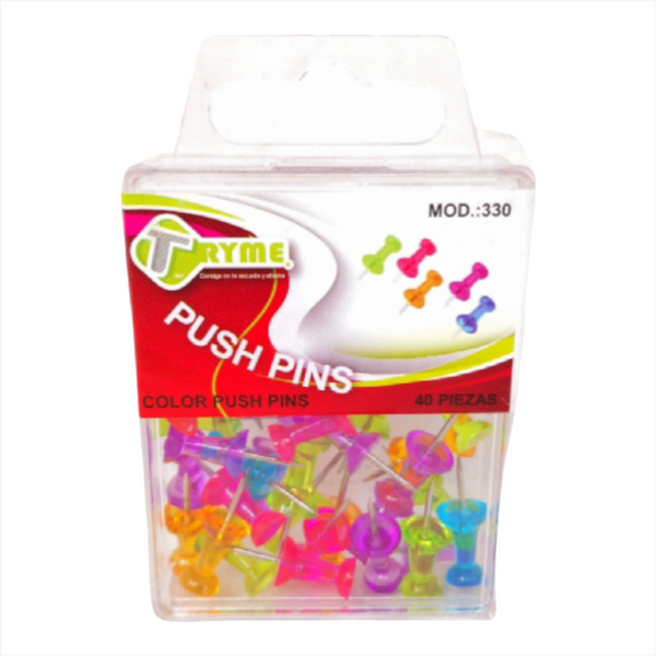 Push pin estuche Tachuela pin de plástico papelería 40pza