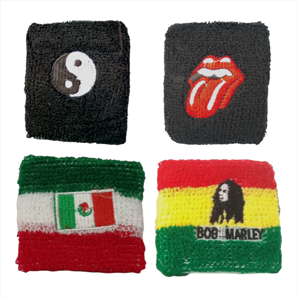 Muñequera Wristband Deportiva Mexico 7cms Spandex 2 Piezas