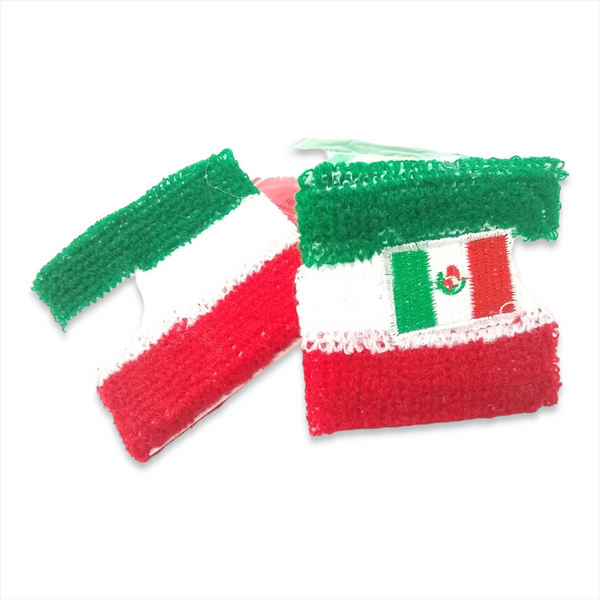 Muñequera Wristband Deportiva Mexico 7cms Spandex 2 Piezas