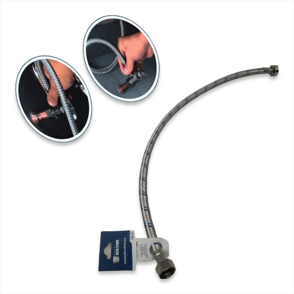 Manguera flexible para WC 1/2"x7/8"x 60cm solver 2 pzs