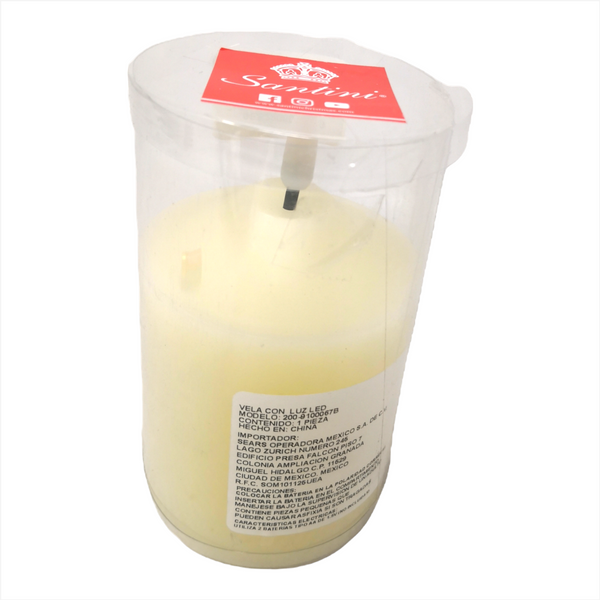 Vela Decorativa Luz Led Santini de Pilas 13x7.5 cm