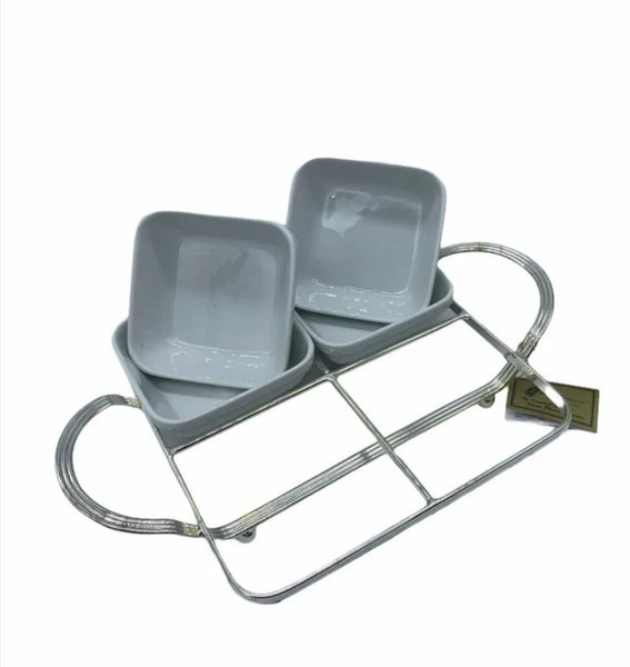 Botanero salsero Ceramica Charola Con Hoja De Plata