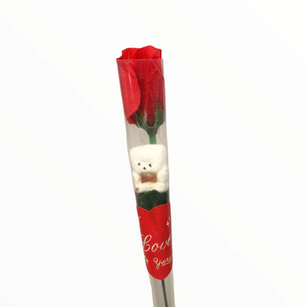 Rosas San Valentin Con Osito Decorativo Paquete 10 Pzas