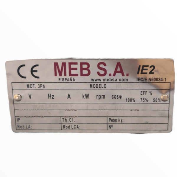 Motor TRIFASICO MEBSA 6.5HP HA-132M1-6 265/460v