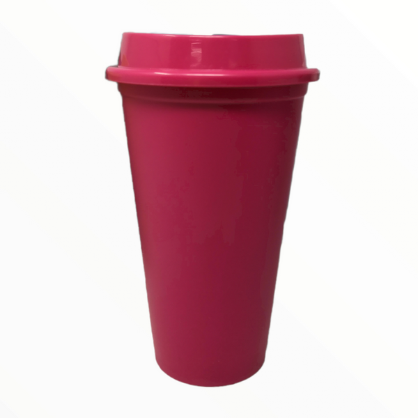 Vaso con Tapa Reusable Café 16oz Plastico Colores Pack 50