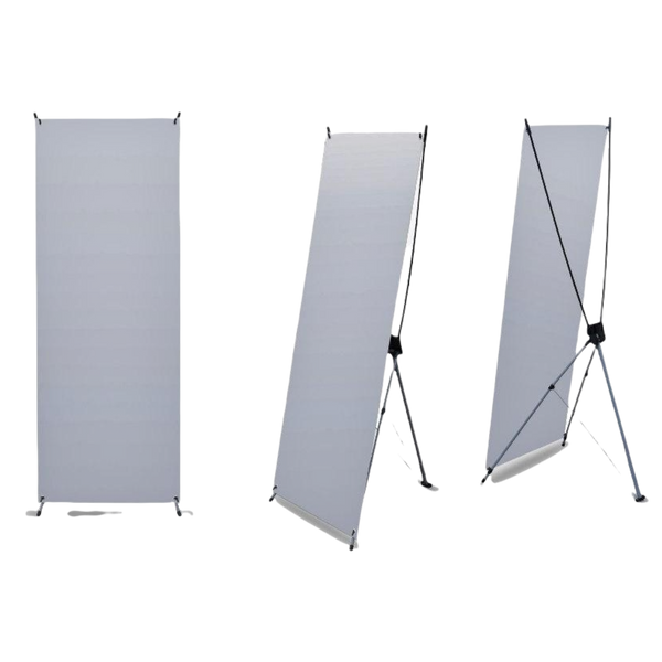 1.1 Tripie publicidad lona porta X banner araña 80x180cm Plastico + acero