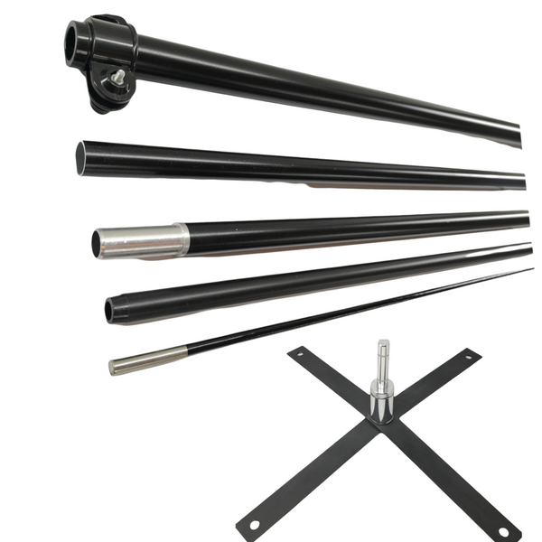 Asta de bandera 5.5m+ base cruceta+ pivote giratorio premium