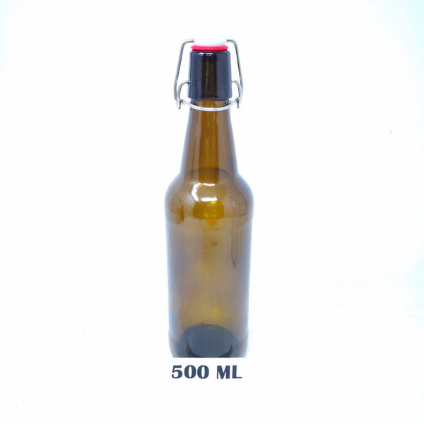 1 Botella De Vidrio Ambar +  Tapón Mecánico 500ml