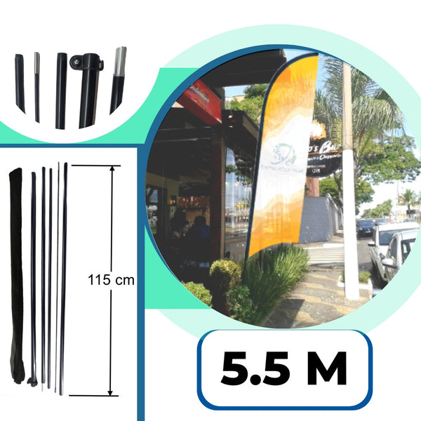 1 Asta de bandera 5.5m aluminio + fibra de vidrio