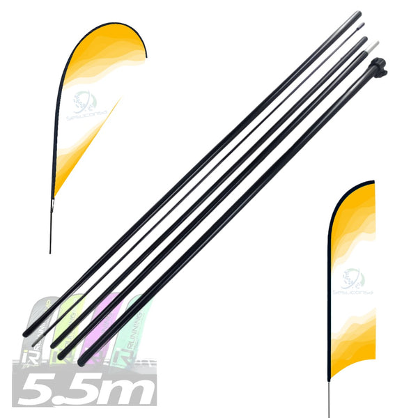1 Asta de bandera 5.5m aluminio + fibra de vidrio