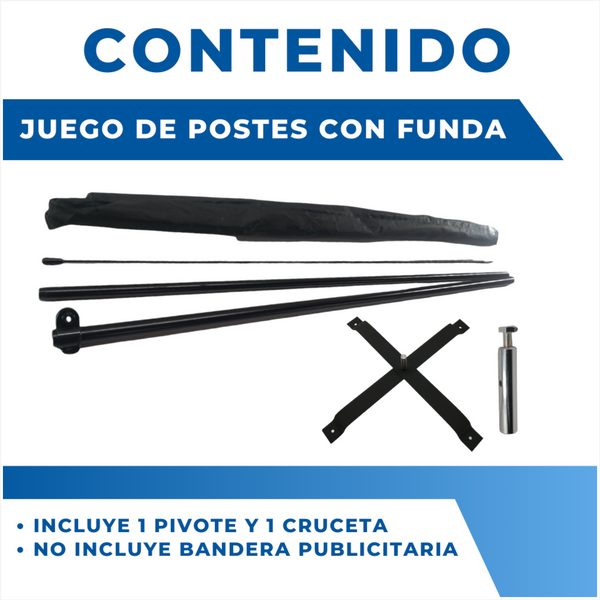 1 Estructura Base Porta Flag Banner Bandera Asta 3.5m Sin Lona Base estructura cruceta+ pivote