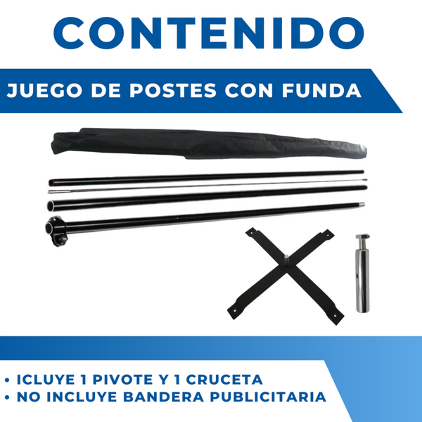 1 Estructura Base Porta Flag Banner Bandera Asta 4.5m Sin Lona Base estructura cruceta+ pivote